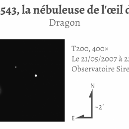 NGC 6543, la nébuleuse de l'œil de chat (T203, 400×)