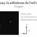 NGC 6543, la nébuleuse de l'œil de chat (T203, 400×)